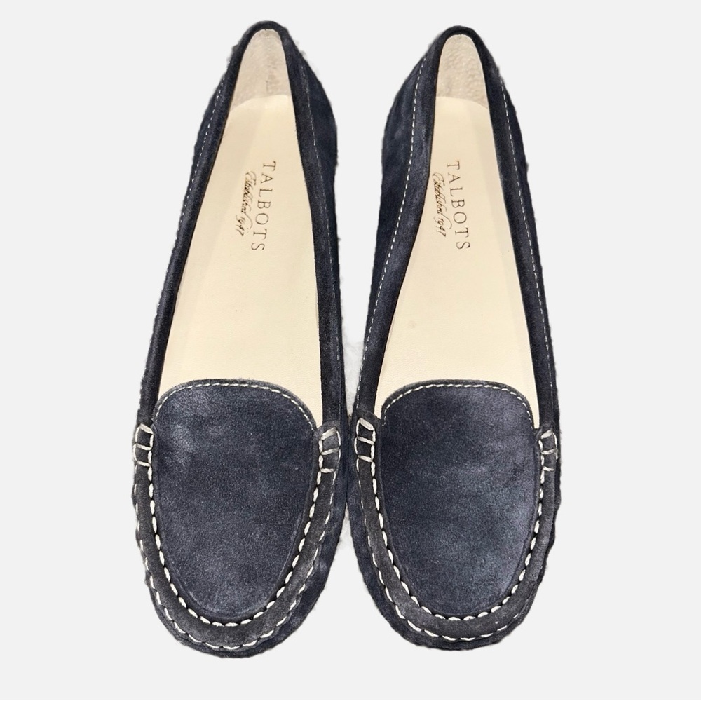 NWOT TALBOTS Women's Blue Suede Genuine Leather Slip On Loafers
